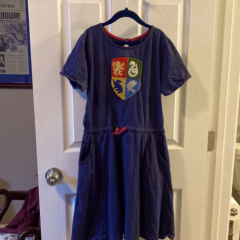Mini Boden Navy Blue Hogwarts Crest Dress